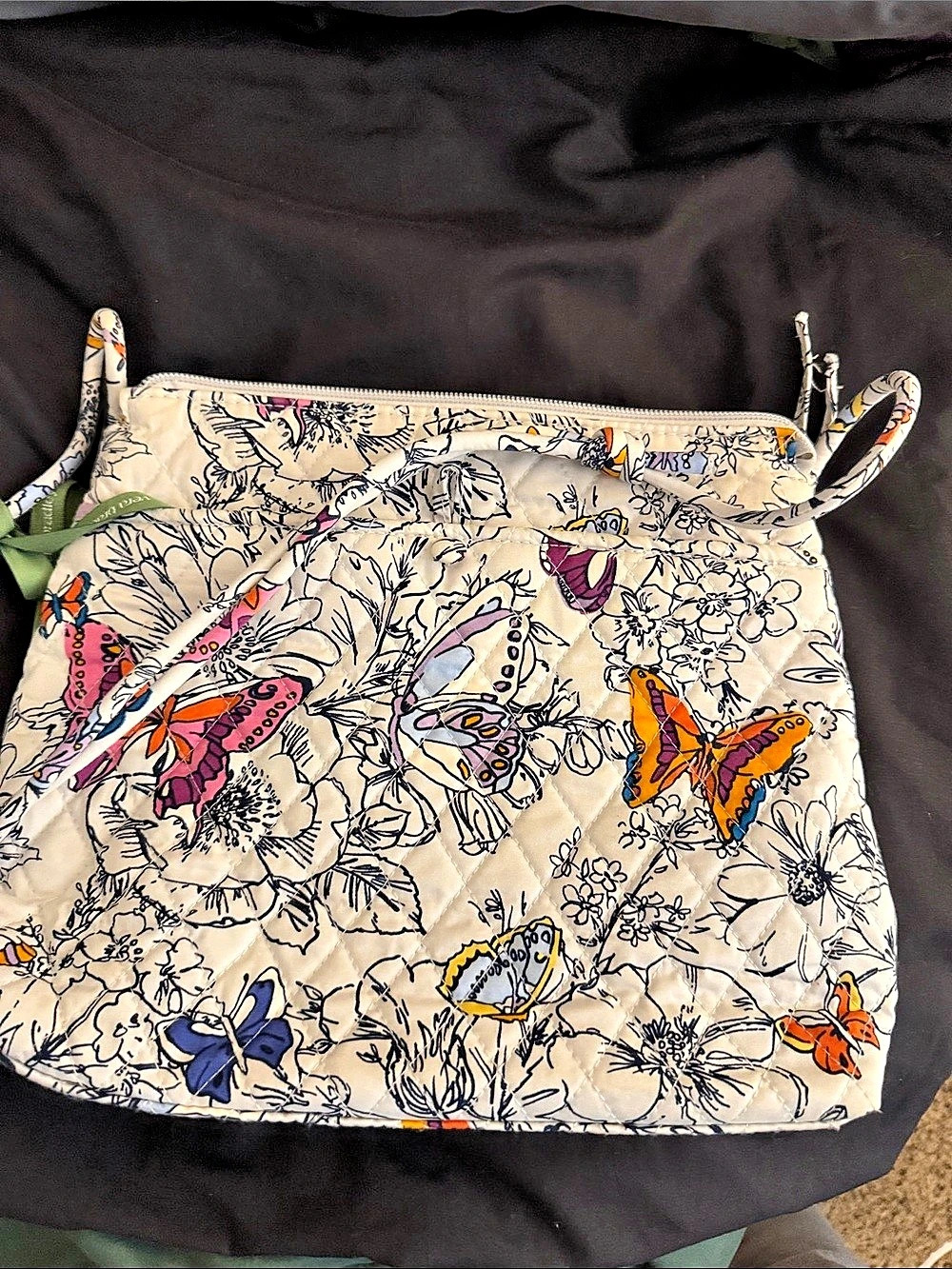 Vera Bradley Crossbody Floral Butterfly Bag in Cream & Blue